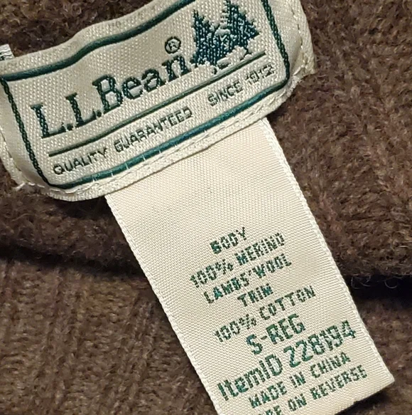 L.L.Bean Commando Ribbed Lambswool Sweater Shoulder Elbow Patches Size Small